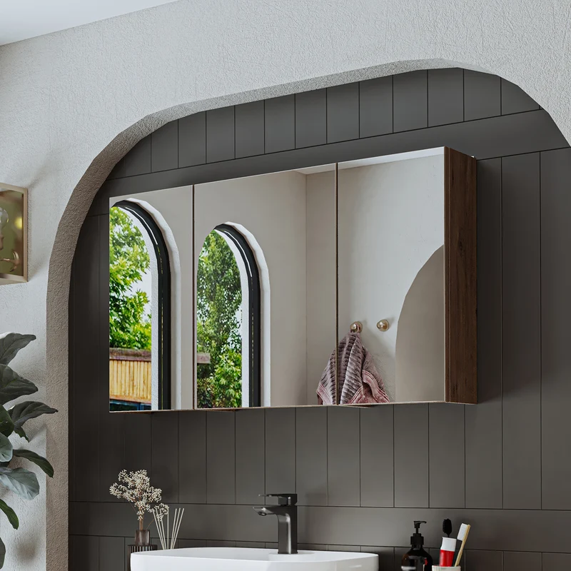 Roomart Badmöbel-Set GUSTO 105 cm, 4-teilig mit Keramik-Waschbecken und Spiegelschrank in 2 Farben