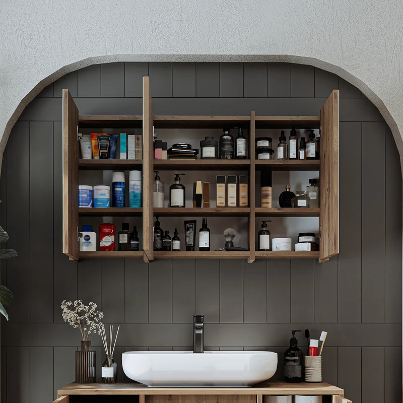 Roomart Badmöbel-Set GUSTO 105 cm, 4-teilig mit Keramik-Waschbecken und Spiegelschrank in 2 Farben
