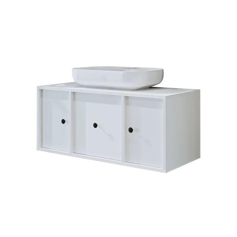 Roomart Badmöbel-Set GUSTO 105 cm, 4-teilig mit Keramik-Waschbecken und Spiegelschrank in 2 Farben