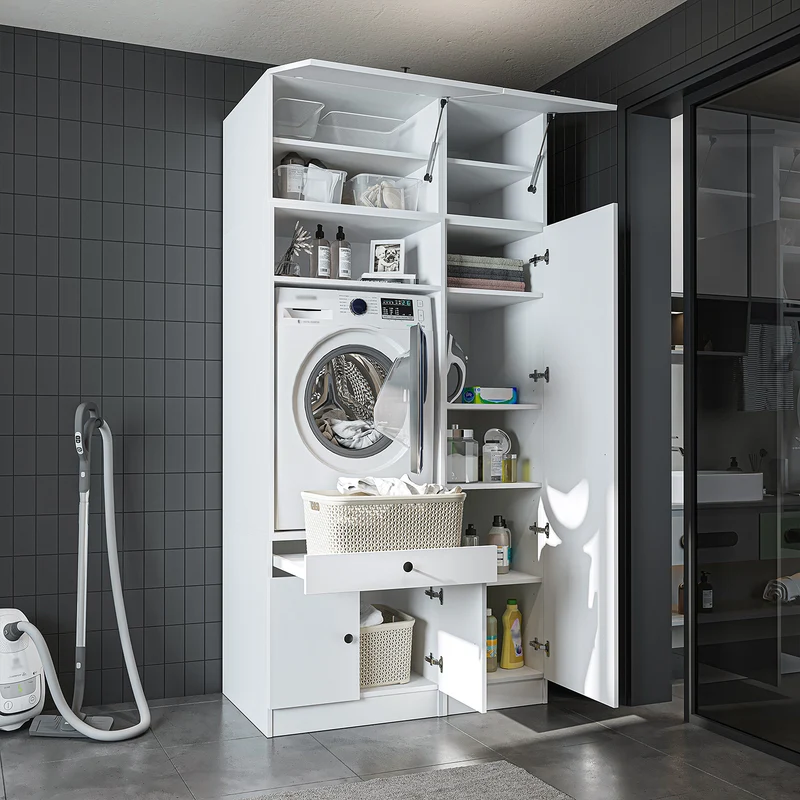 Roomart Waschmaschinenschrank SERIE 1, 112 cm, mit Hochschrank und Ausziehbrett, in 3 Farben
