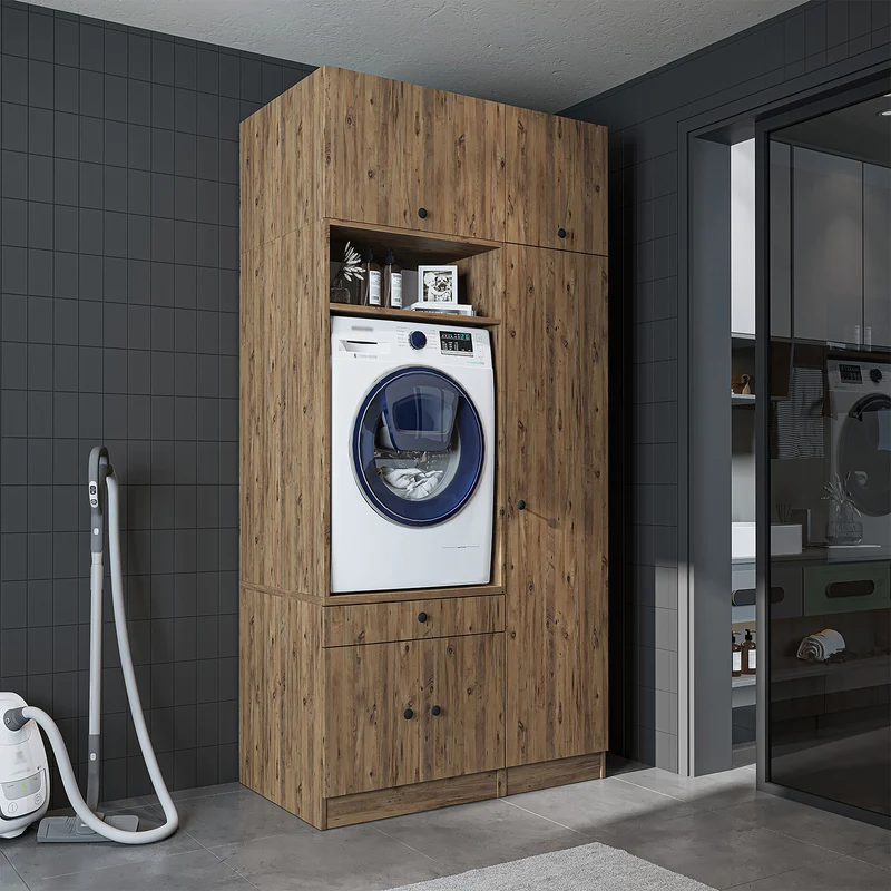 Roomart Waschmaschinenschrank SERIE 1, 112 cm, mit Hochschrank und Ausziehbrett, in 3 Farben