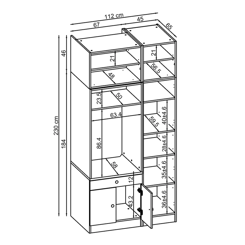 Roomart Waschmaschinenschrank SERIE 1, 112 cm, mit Hochschrank und Ausziehbrett, in 3 Farben