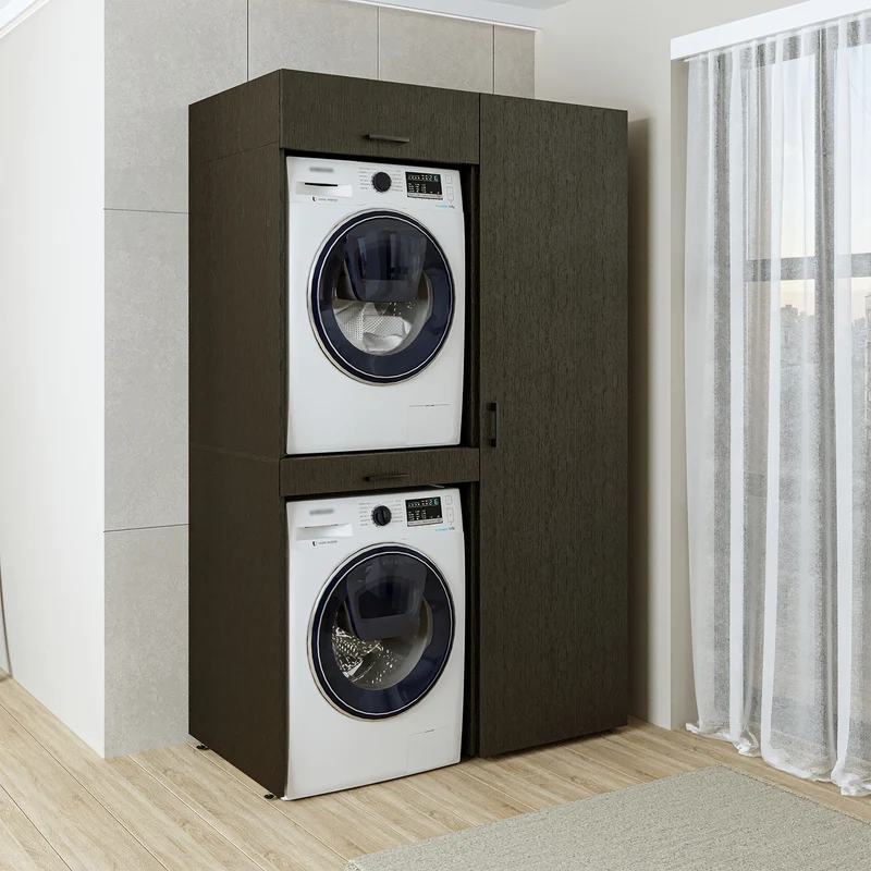 Roomart Hochschrank 60 cm für Waschküche, 205 cm hoch, Soft-Close, in 3 Farben