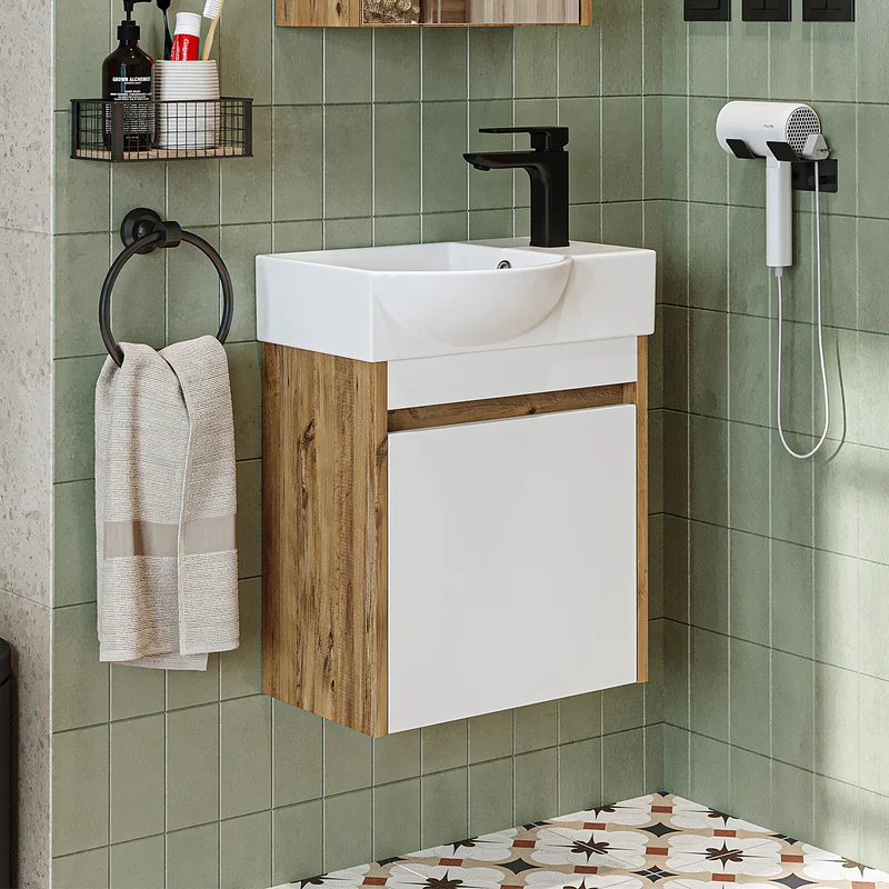 Roomart Waschbeckenunterschrank LEO, 46,5 cm, Hahnloch rechts, in 4 Farben