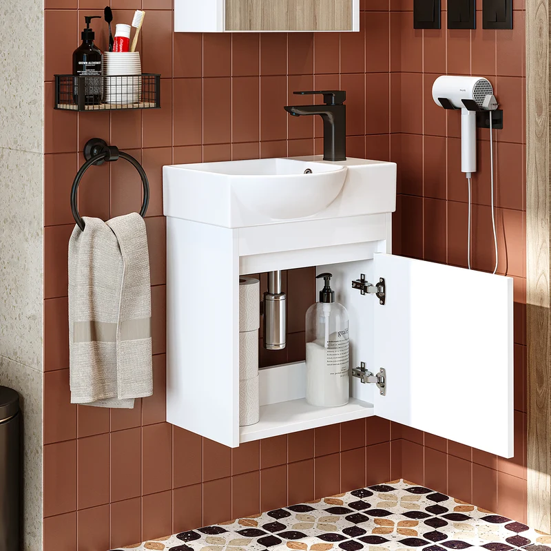 Roomart Waschbeckenunterschrank LEO, 46,5 cm, Hahnloch rechts, in 4 Farben