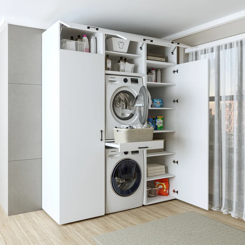 Roomart Waschmaschinenschrank DUO-I, 187 cm, Schrankwand mit zwei Hochschränken, in 3 Farben