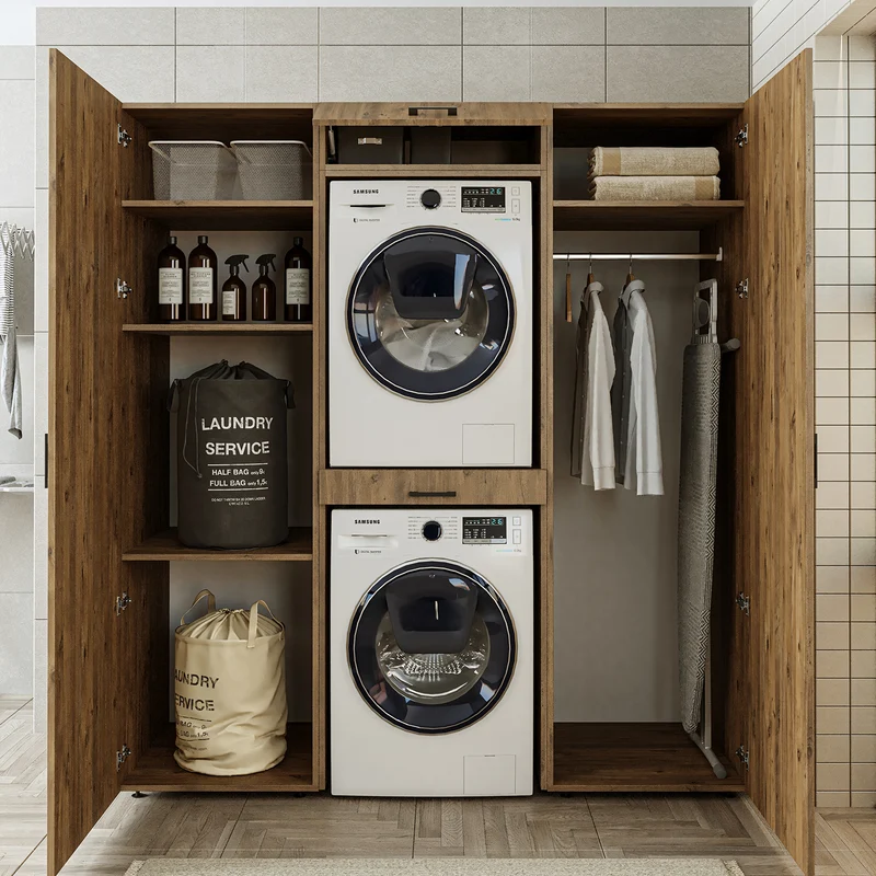 Roomart Waschmaschinenschrank DUO-I, 187 cm, Schrankwand mit zwei Hochschränken, in 3 Farben
