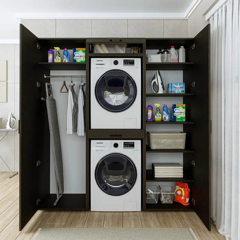 Roomart Waschmaschinenschrank DUO-I, 187 cm, Schrankwand mit zwei Hochschränken, in 3 Farben