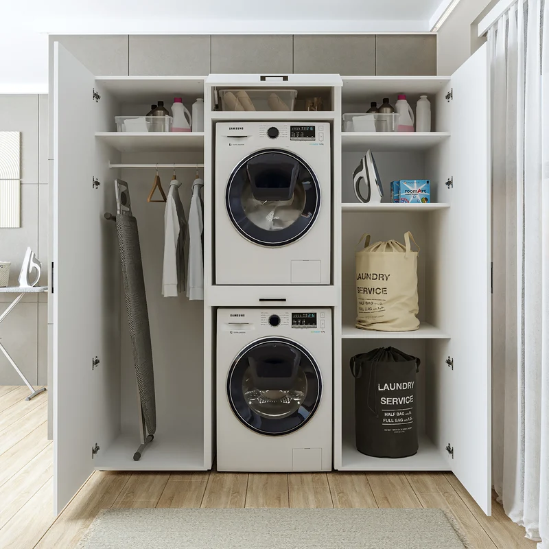 Roomart Waschmaschinenschrank DUO-I, 187 cm, Schrankwand mit zwei Hochschränken, in 3 Farben