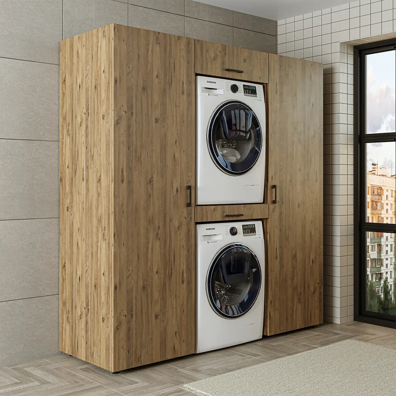 Roomart Waschmaschinenschrank DUO-I, 187 cm, Schrankwand mit zwei Hochschränken, in 3 Farben