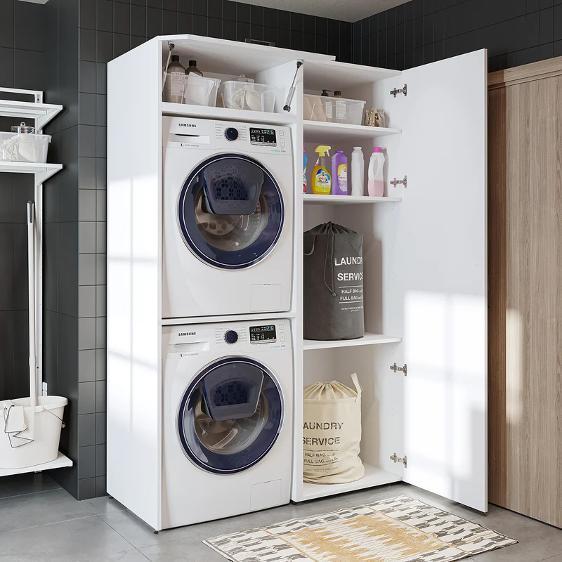 Roomart Waschmaschinenschrank DUO-II, 127 cm, für Waschmaschine und Trockner mit Hochschrank, in 2 Farben