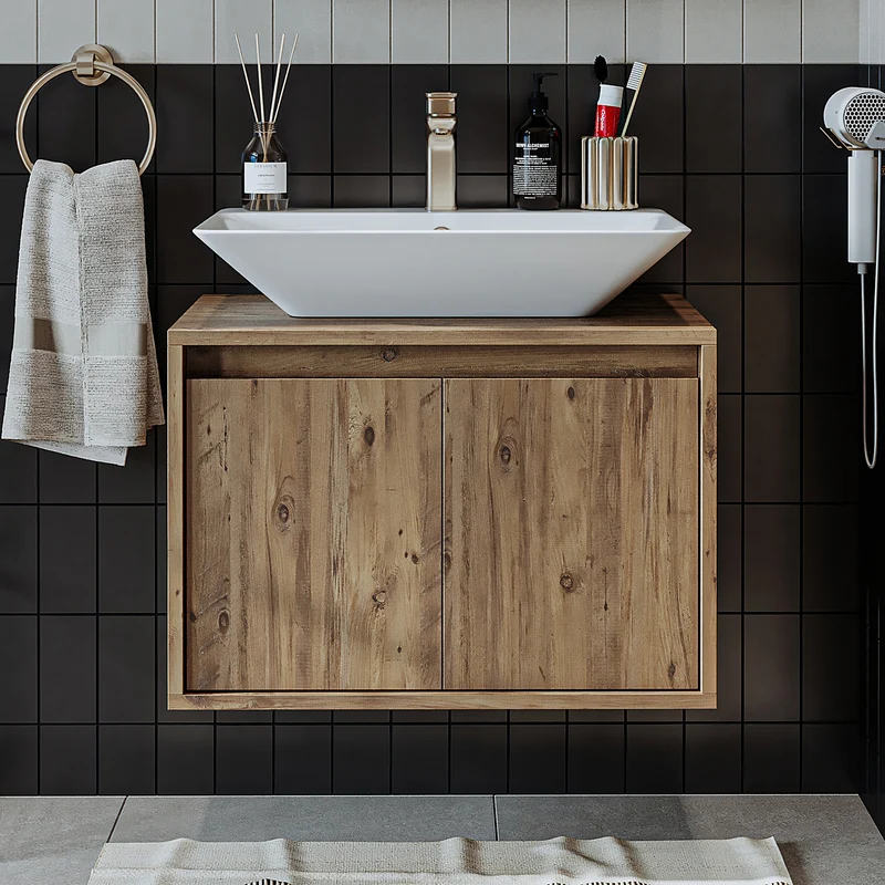 Roomart ATLANTIC Waschtisch mit Unterschrank, 65 cm, mit oder ohne Aufsatzbecken, in 5 Farben