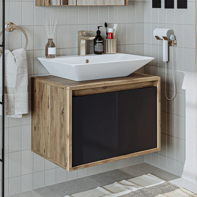 Roomart ATLANTIC Waschtisch mit Unterschrank, 65 cm, mit oder ohne Aufsatzbecken, in 5 Farben