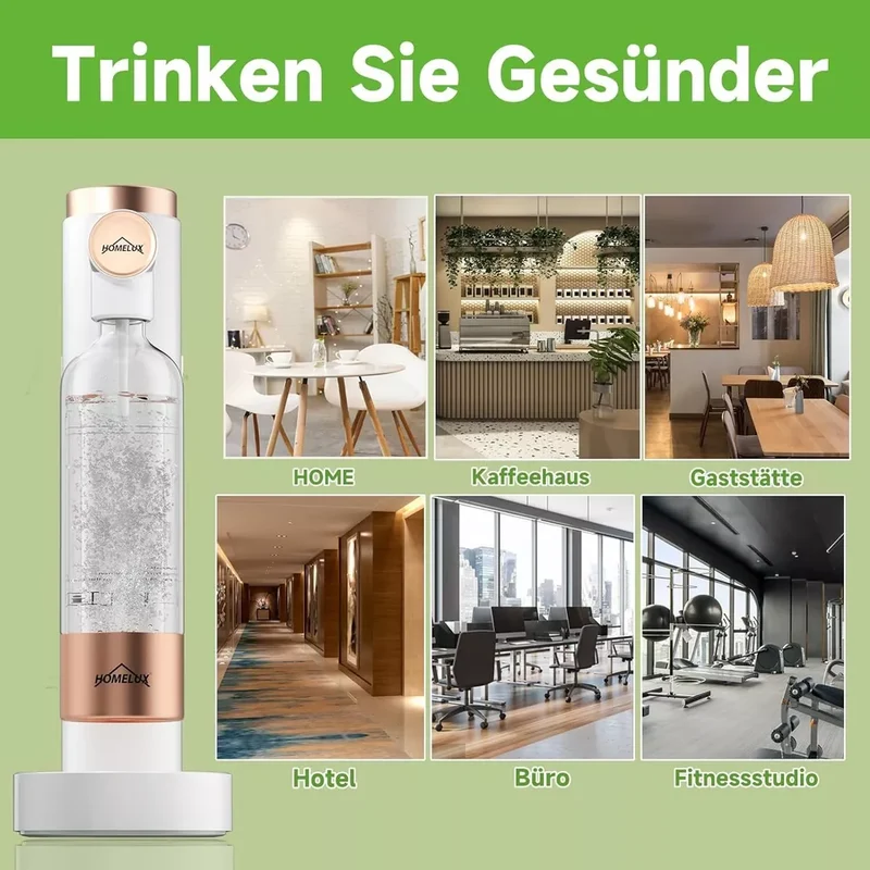 HOMELUX Sprudelwasser-Macher in Weiß, mit / ohne 1L PET-Flasche 316 Edelstahl-Behälter