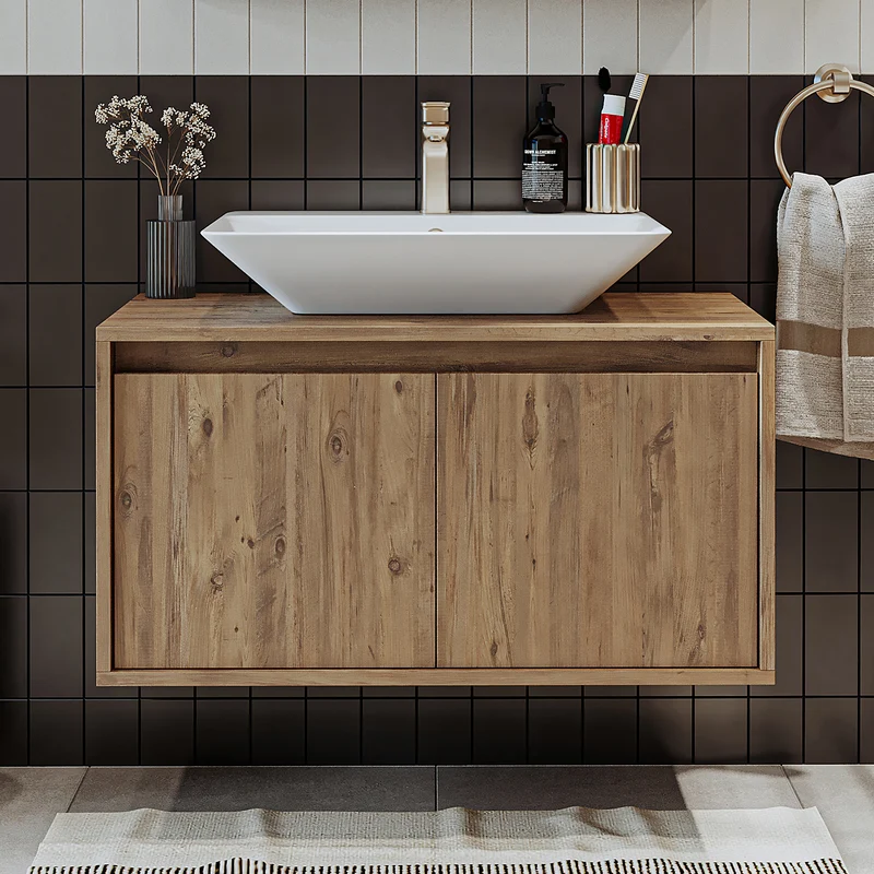 Roomart ATLANTIC Waschtisch mit Unterschrank, 85 cm, mit Aufsatzbecken, in 5 Farben