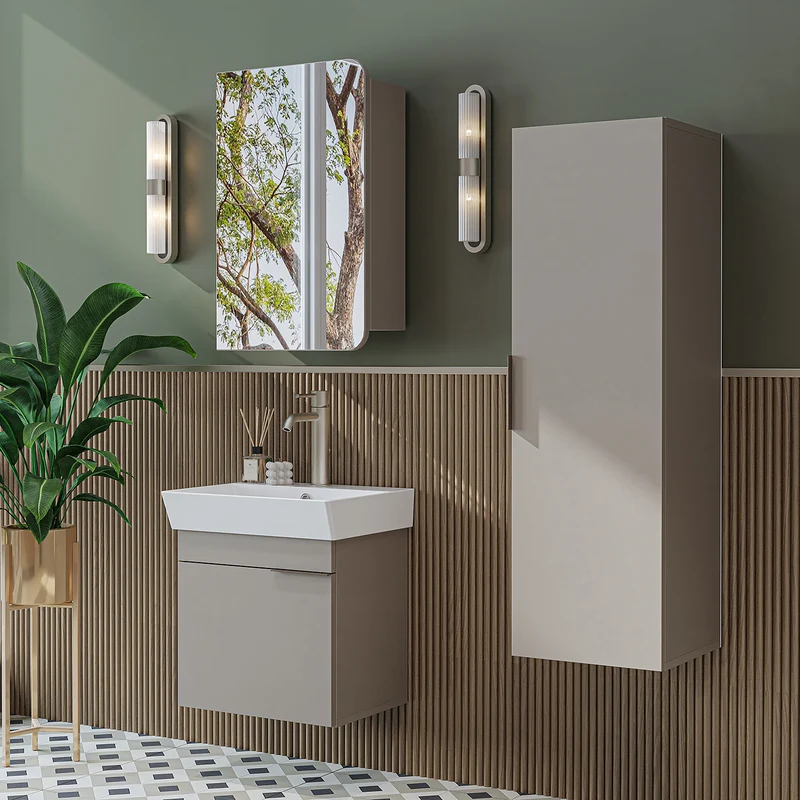 Roomart Badmöbel-Set LYCIA, 50 cm, 4-teilig mit Keramikbecken, in 4 Farben