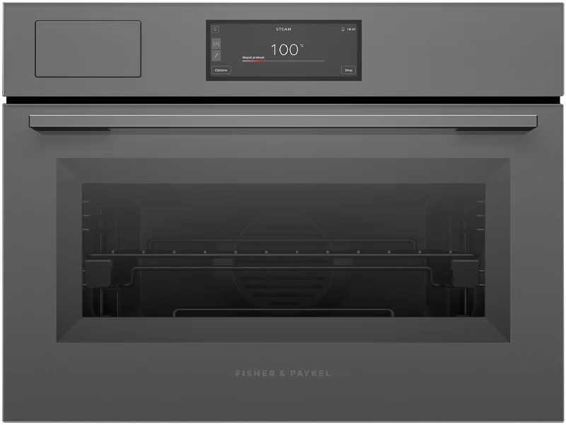 Fisher & Paykel 60cm Series 9, Minimal Compact Combi-Steam Oven, Grey Glass