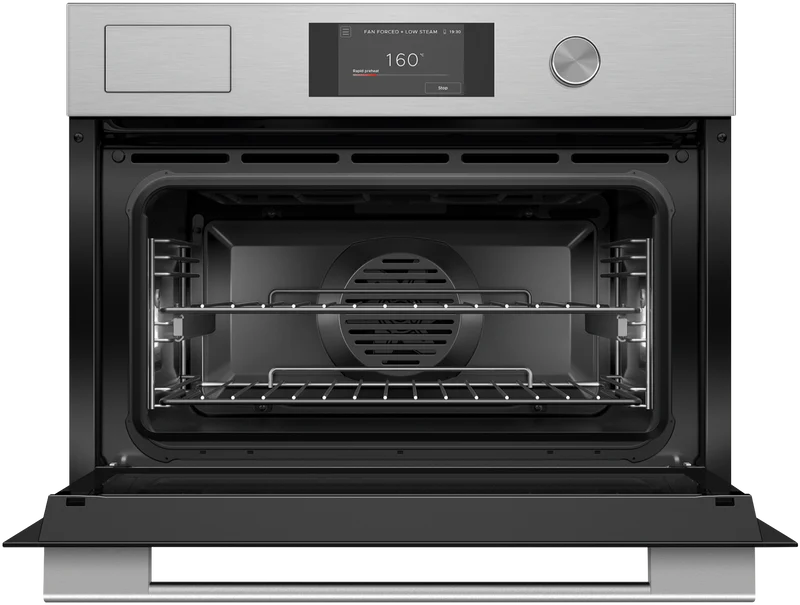 Fisher & Paykel 60cm Series 7, Contemporary Compact Combi-Steam Oven, brushed Silver Glass