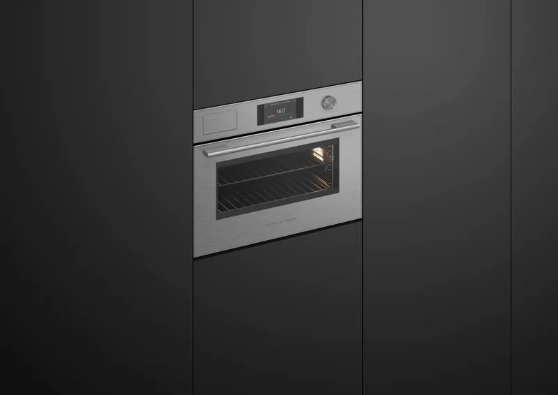 Fisher & Paykel 60cm Series 7, Contemporary Compact Combi-Steam Oven, brushed Silver Glass