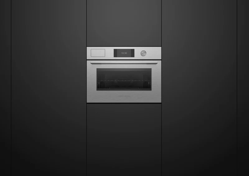 Fisher & Paykel 60cm Series 7, Contemporary Compact Combi-Steam Oven, brushed Silver Glass