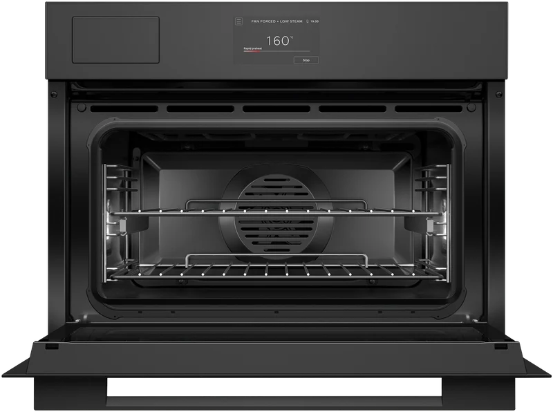 Fisher & Paykel 60cm Series 7, Minimal Compact Combi-Steam Oven, Black Glass