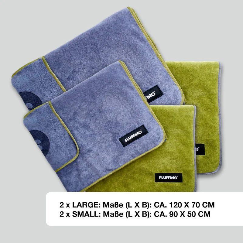 Hundehandtuch Mikrofaser – 4er-Pack - Grau & Grün