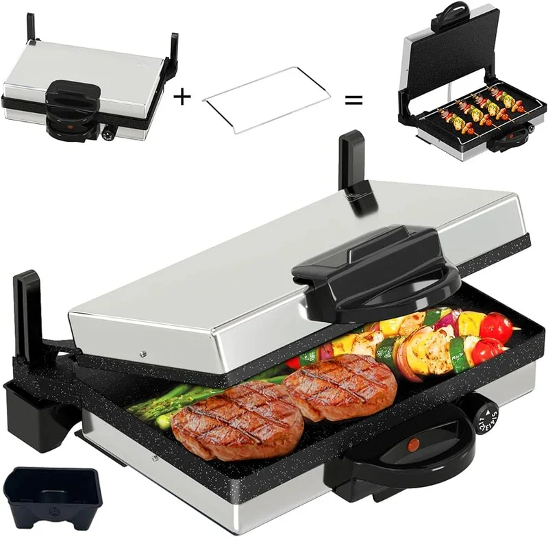 2000W Elektrogrill Kontaktgrill 3 in 1 Multigrill, Grill, 2000 Watt Elektrischer Optigrill