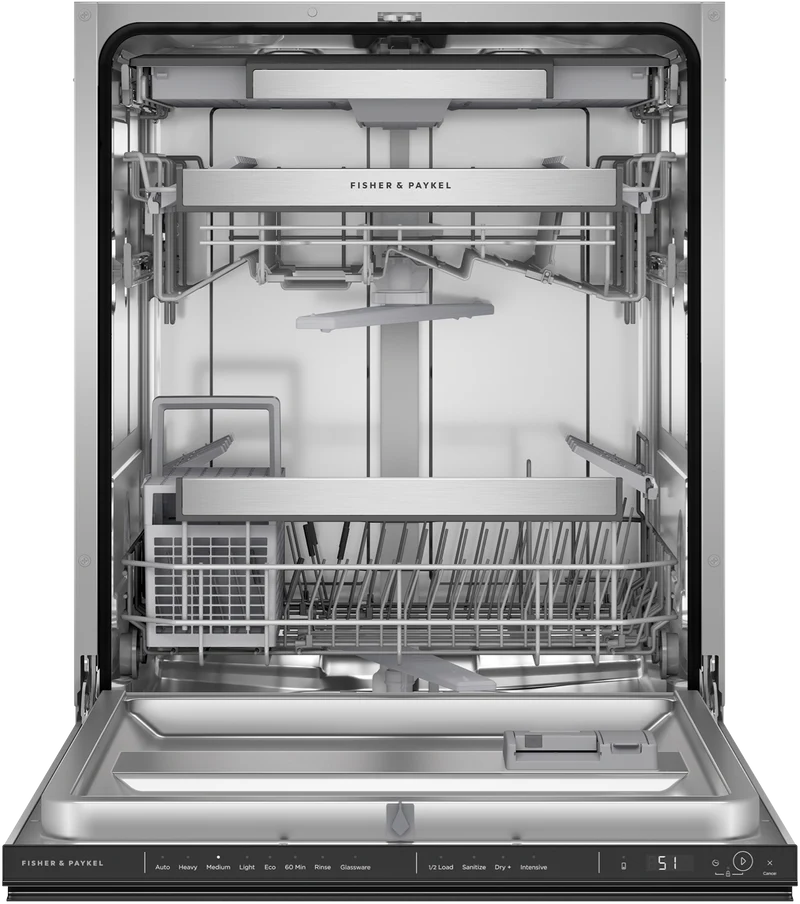 Fisher & Paykel Series 7 Contemporary Built-Under Dishwasher, Recessed Handle, Black Stainless Steel
