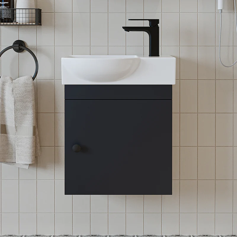 Roomart Waschbeckenunterschrank PUNTO, 46,5 cm, mit Keramikbecken, in 4 Farben