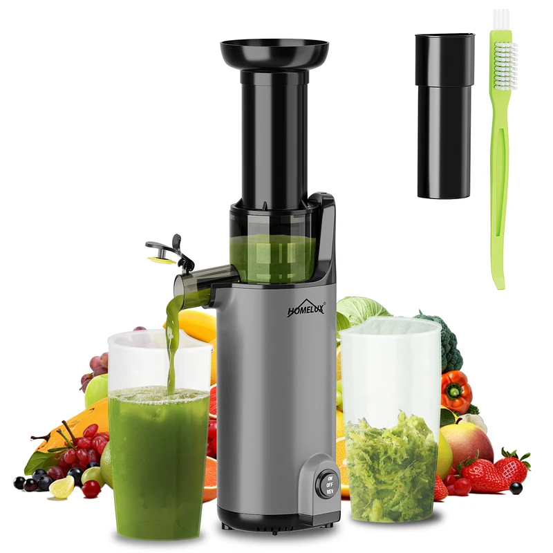 HOMELUX Slow Juicer Kaltpress Entsafter 120W 55 U/min, 85% Saftausbeute, leise 55dB, Kompakt, Leicht zu reinigen, Rückwärtsfunktion