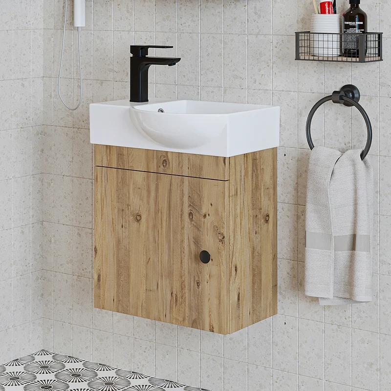 Roomart Waschbeckenunterschrank PUNTO, 46,5 cm, Hahnloch links, in 4 Farben