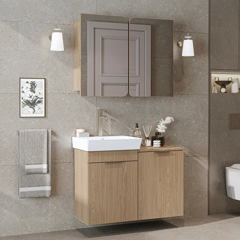 Roomart 3-teiliges Badmöbel-Set LYCIA, 49 cm, Waschtisch mit Spiegelschrank, in 4 Farben