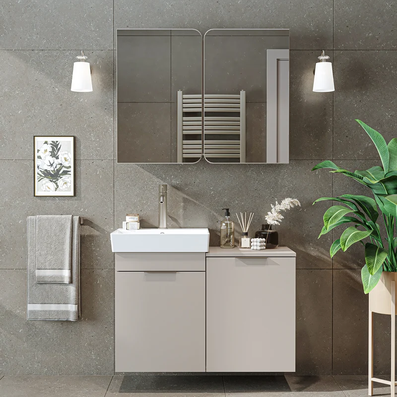 Roomart 3-teiliges Badmöbel-Set LYCIA, 49 cm, Waschtisch mit Spiegelschrank, in 4 Farben