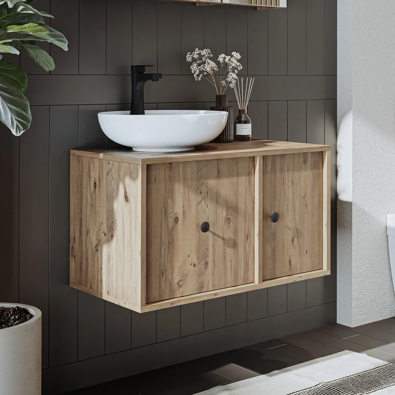 Roomart Badmöbel GUSTO, 75 cm, mit Aufsatzbecken, Schublade und Tür, in 2 Farben