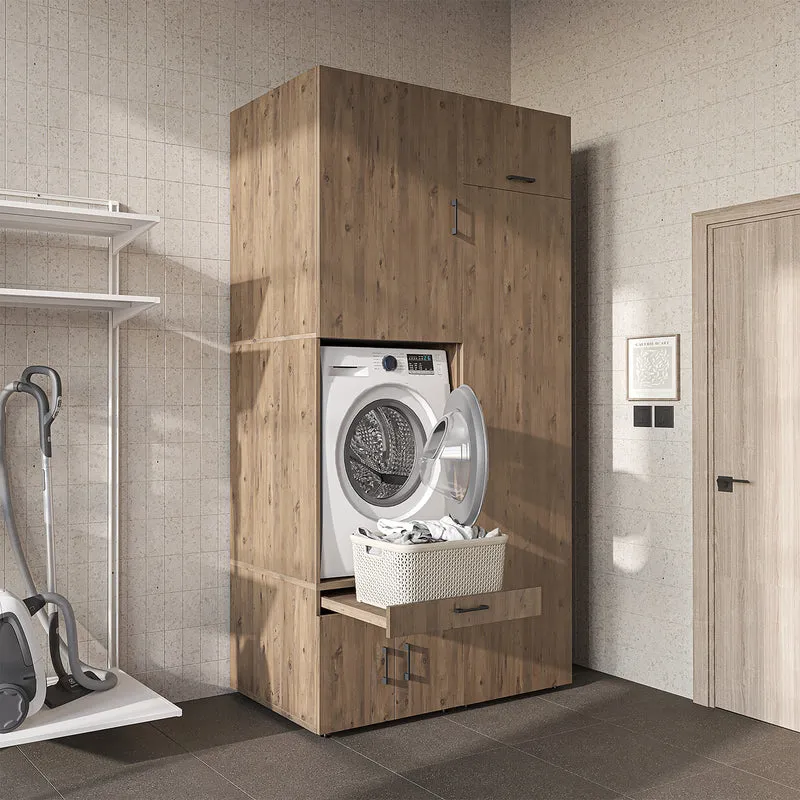 Roomart Waschmaschinenschrank 127 cm mit Hochschrank, 240 cm hoch, Ausziehbrett, in 3 Farben