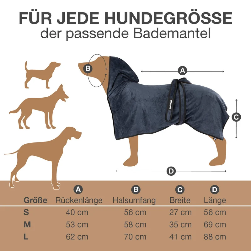 Hundebademantel - Größe S - beige/blau