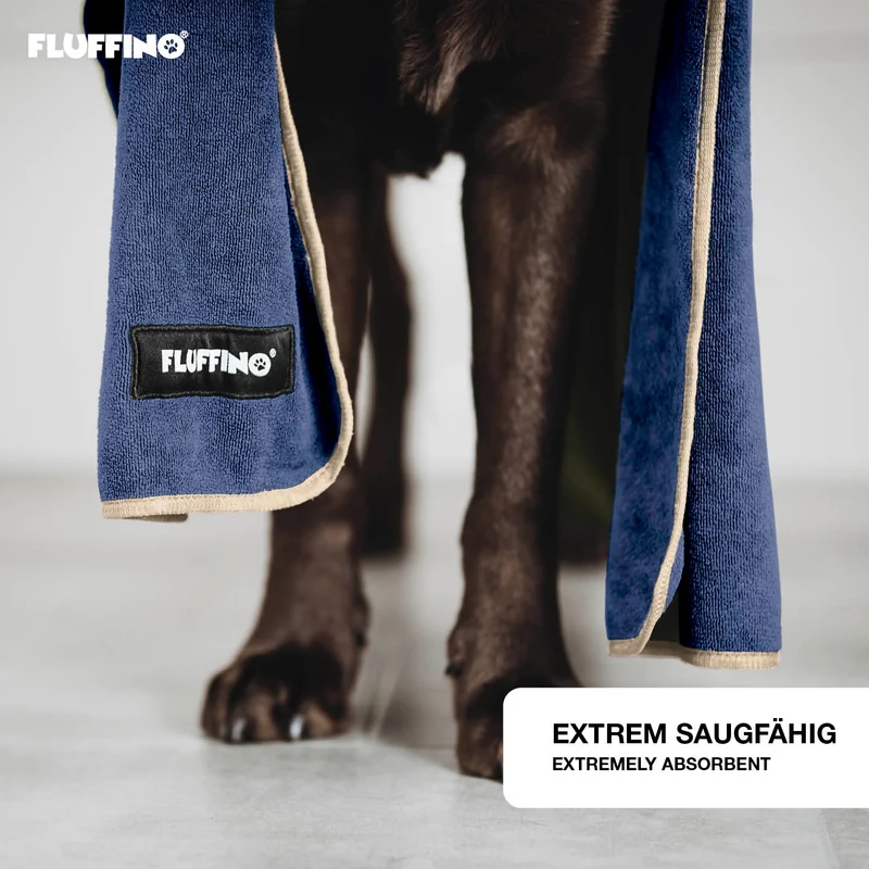 Hundehandtuch Mikrofaser – 2er-Pack - 120 x 70 cm - Beige & Blau