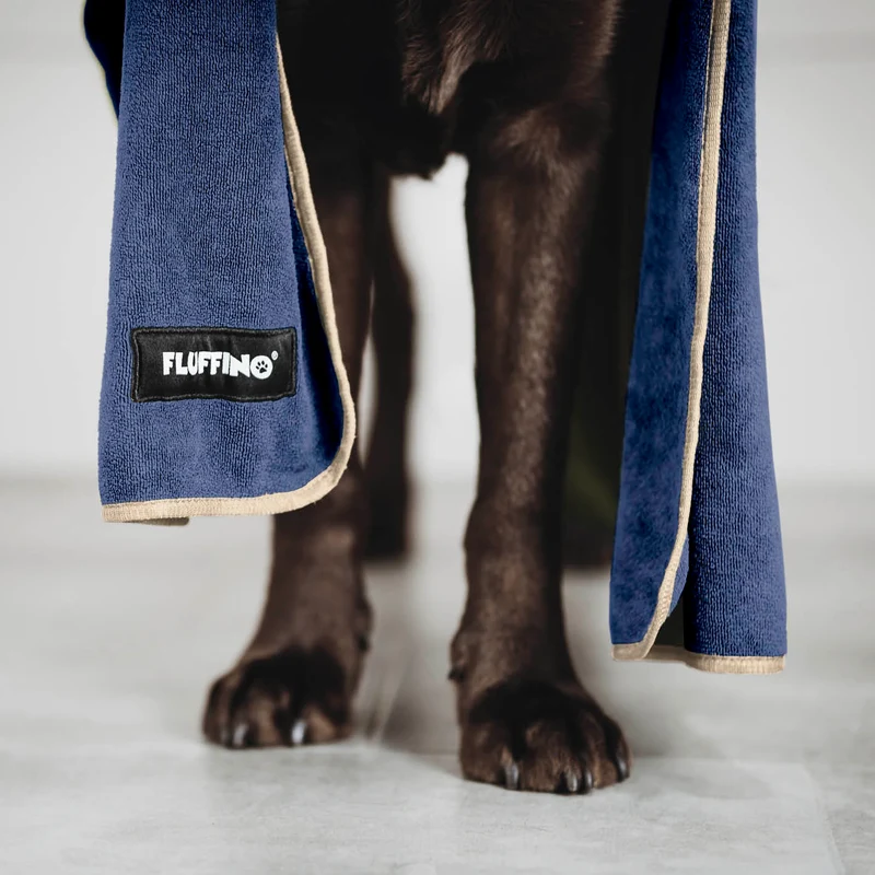 Hundehandtuch Mikrofaser – 2er-Pack - 120 x 70 cm - Beige & Blau