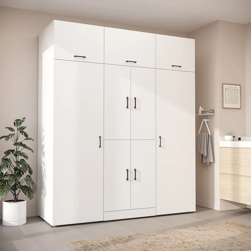 Roomart Waschmaschinenschrank DORA-I, 190 cm breit, für Waschmaschine und Trockner mit 2 Hochschränken, in 5 Farben