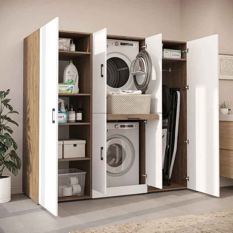 Roomart Waschmaschinenschrank DORA-I, 190 cm breit, für Waschmaschine und Trockner mit 2 Hochschränken, in 5 Farben