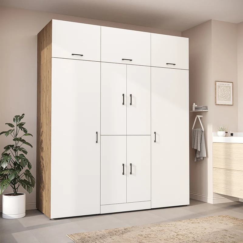 Roomart Waschmaschinenschrank DORA-I, 190 cm breit, für Waschmaschine und Trockner mit 2 Hochschränken, in 5 Farben