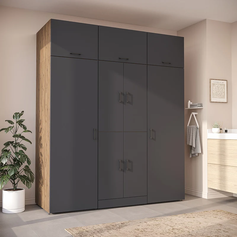 Roomart Waschmaschinenschrank DORA-I, 190 cm breit, für Waschmaschine und Trockner mit 2 Hochschränken, in 5 Farben
