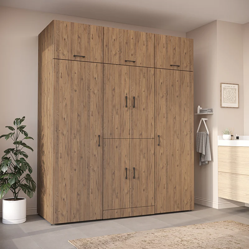 Roomart Waschmaschinenschrank DORA-I, 190 cm breit, für Waschmaschine und Trockner mit 2 Hochschränken, in 5 Farben