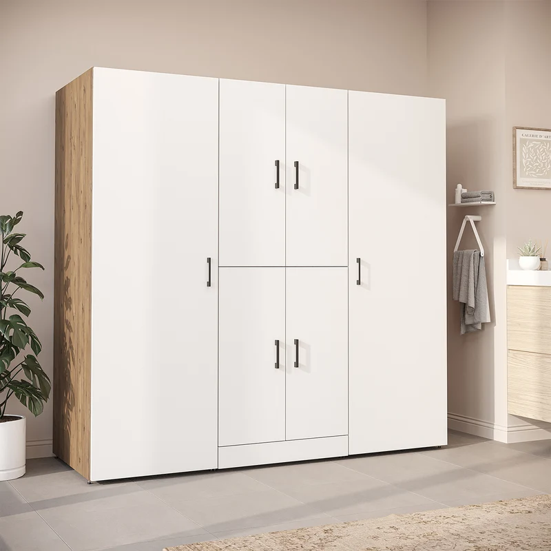 Roomart Waschmaschinenschrank DORA-I, 190 cm breit, für Waschmaschine und Trockner mit 2 Hochschränken, in 5 Farben