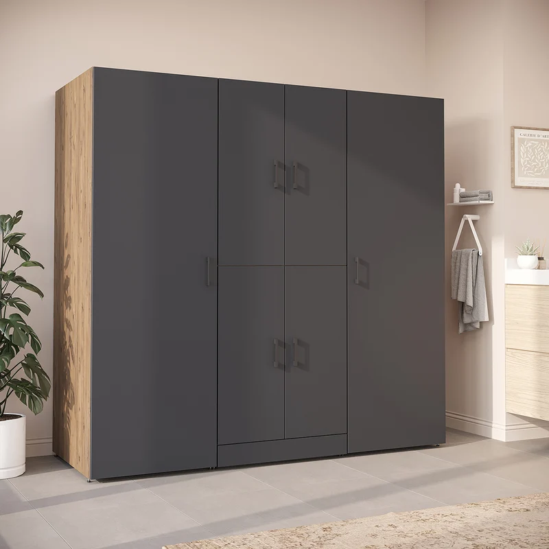 Roomart Waschmaschinenschrank DORA-I, 190 cm breit, für Waschmaschine und Trockner mit 2 Hochschränken, in 5 Farben