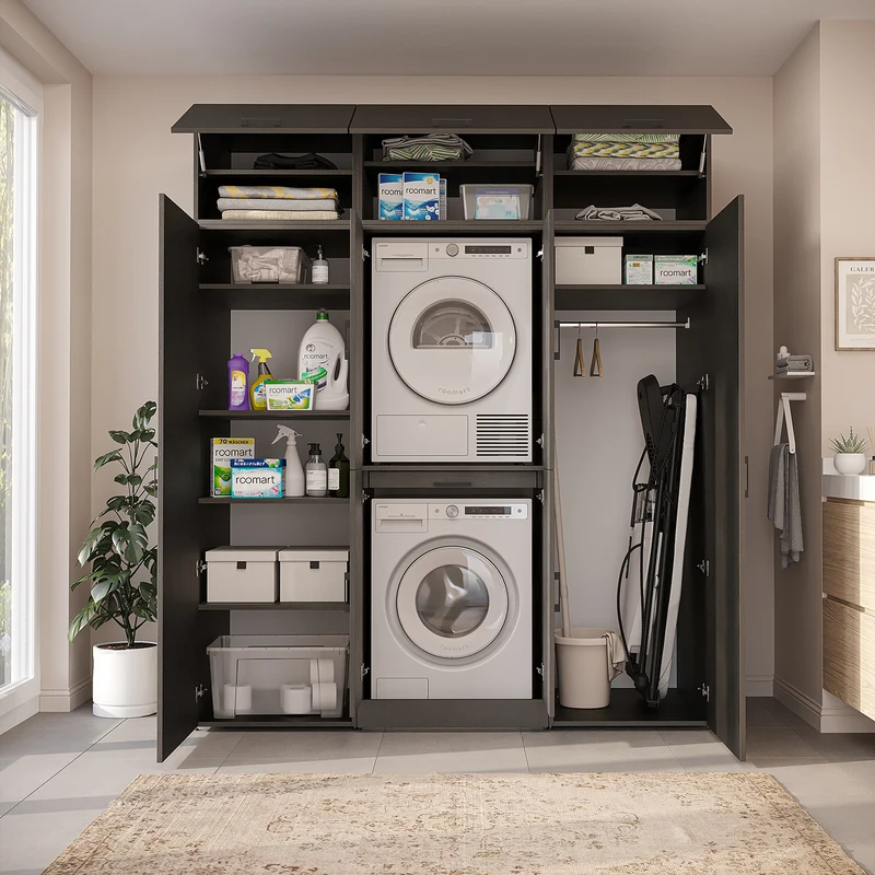 Roomart Waschmaschinenschrank DORA-I, 190 cm breit, für Waschmaschine und Trockner mit 2 Hochschränken, in 5 Farben