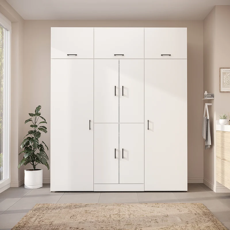 Roomart Waschmaschinenschrank DORA-I, 190 cm breit, für Waschmaschine und Trockner mit 2 Hochschränken, in 5 Farben