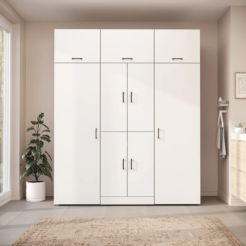 Roomart Waschmaschinenschrank DORA-I, 190 cm breit, für Waschmaschine und Trockner mit 2 Hochschränken, in 5 Farben
