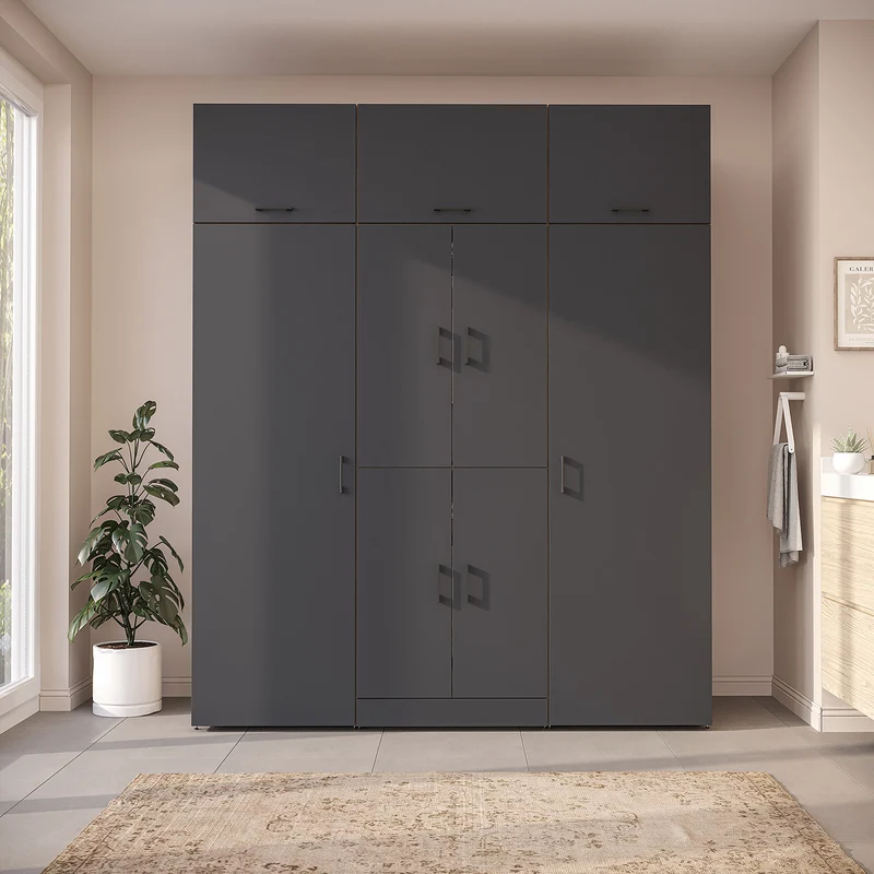 Roomart Waschmaschinenschrank DORA-I, 190 cm breit, für Waschmaschine und Trockner mit 2 Hochschränken, in 5 Farben