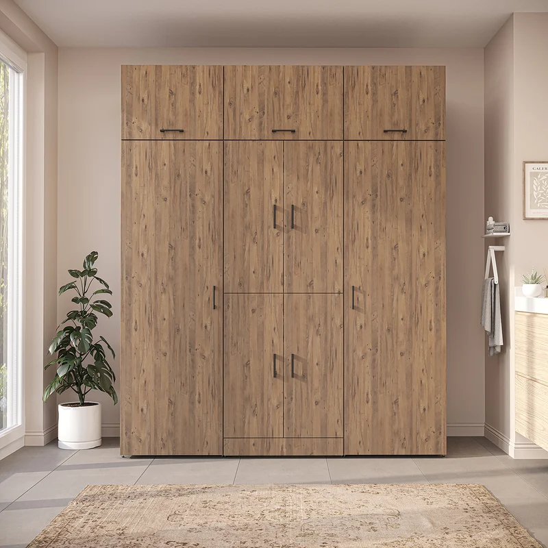 Roomart Waschmaschinenschrank DORA-I, 190 cm breit, für Waschmaschine und Trockner mit 2 Hochschränken, in 5 Farben